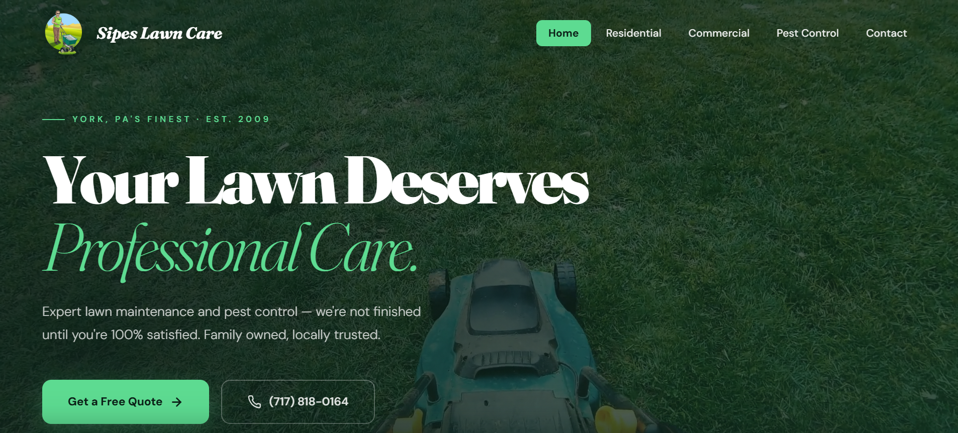 Sipes Lawn Care website preview