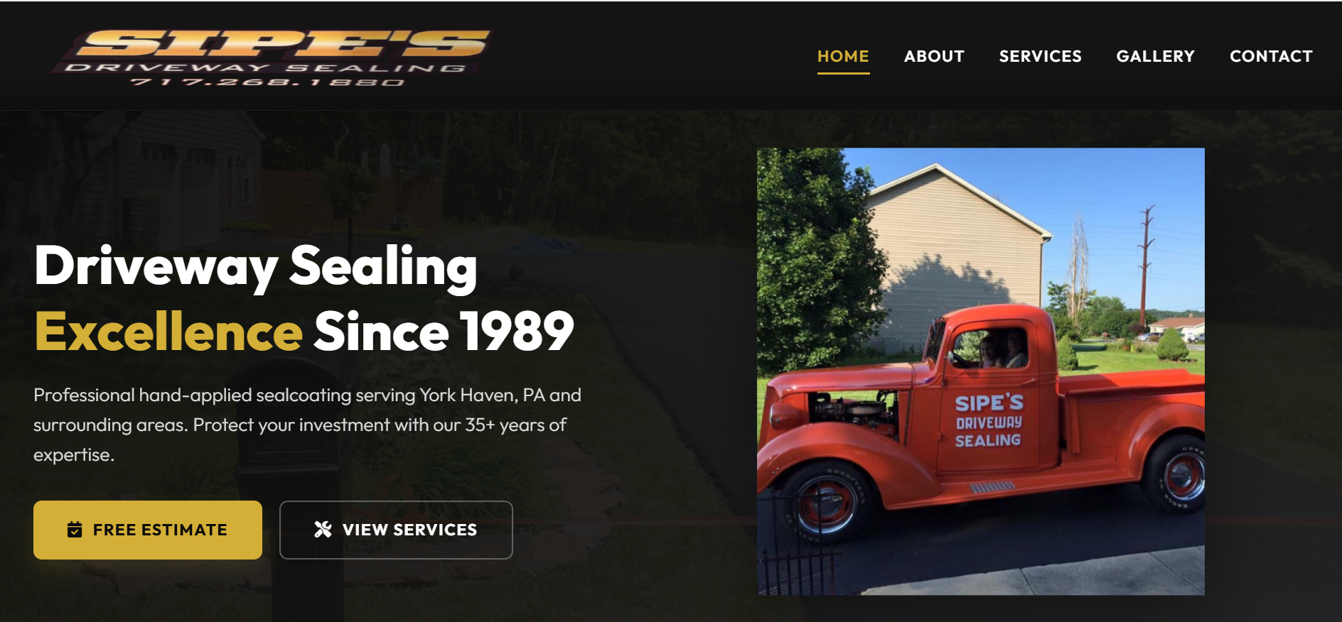 Sipes Driveway Sealing website preview
